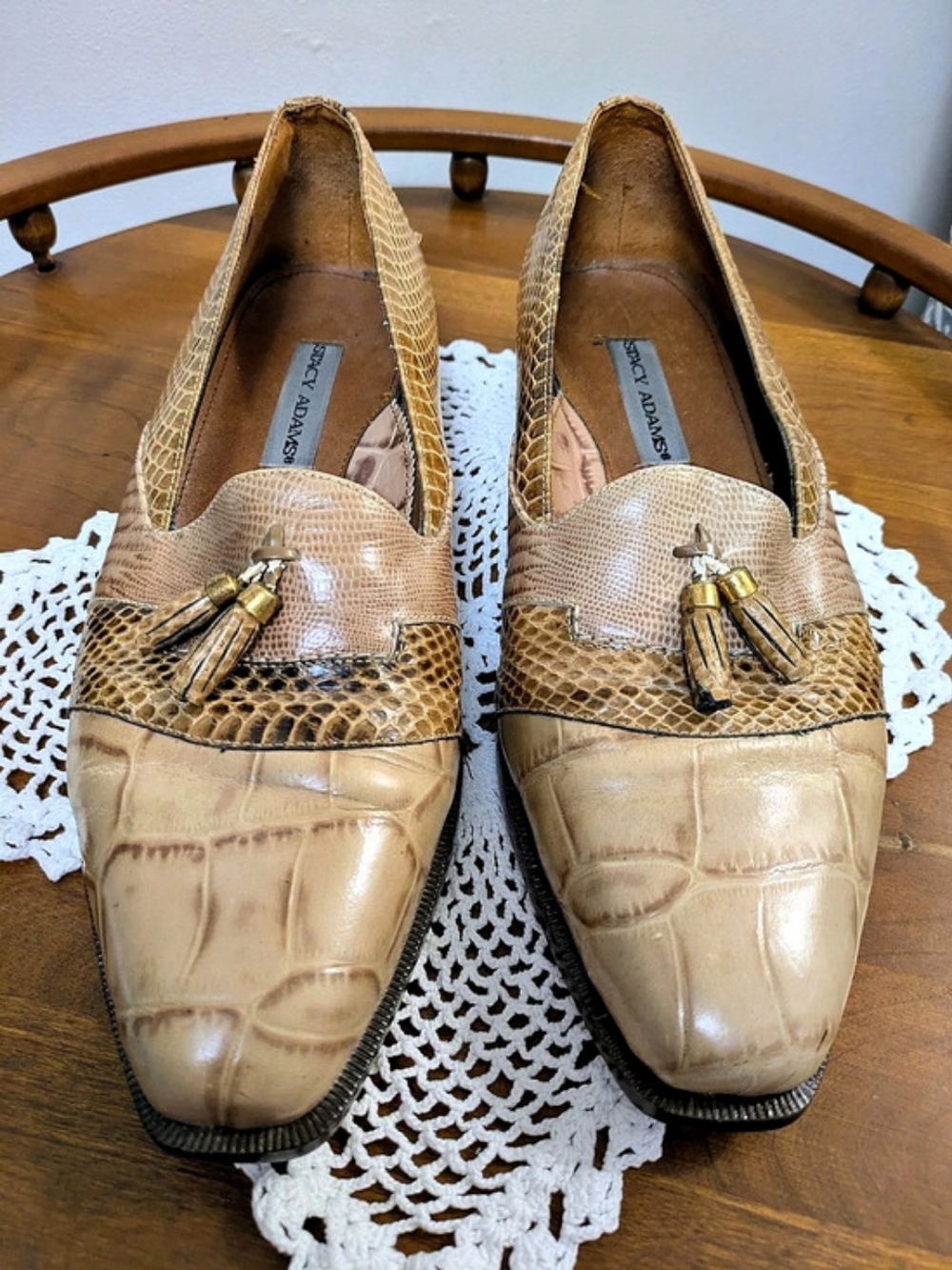Stacy Adams Mens  Snakeskin Print Tassel Flats